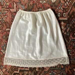 Vintage Dior Mini slip skirt with logo and lace trim